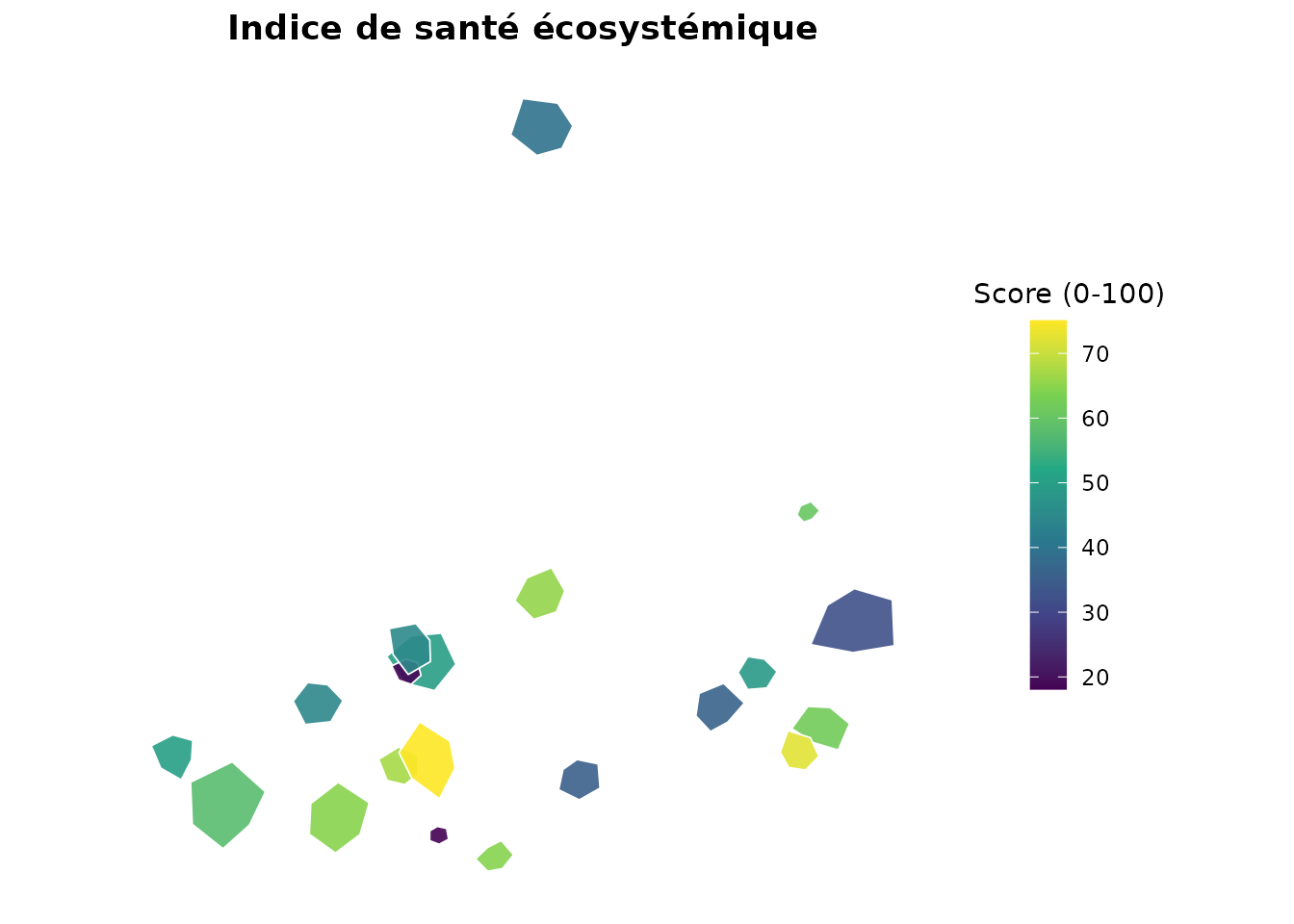 Carte de l'indice de santé écosystémique